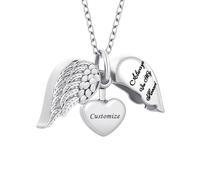 TXQHDHX Angel Wing Heart Cremation Jewelry for Ashes Pendant Urn Necklace with Mini Keepsake Urn Memorial Ashes Jewelry for Women Men