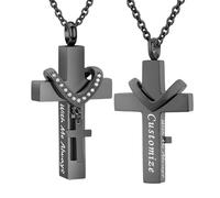 TXQHDHX Cremation Jewelry for Ashes Pendant - Cross Urn Necklace with Mini Keepsake Urn Memorial Ashes Jewelry - With Me Always