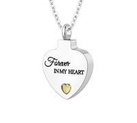 TXQHDHX Cremation Jewelry for Ashes Pendant - Crystal Birthstone Heart Urn Necklace with Mini Keepsake Urn Memorial Ashes Jewelry for Women - Forever In My Heart