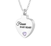 TXQHDHX Cremation Jewelry for Ashes Pendant - Crystal Birthstone Heart Urn Necklace with Mini Keepsake Urn Memorial Ashes Jewelry for Women - Forever In My Heart