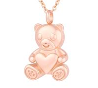 TXQHDHX Cremation Jewelry for Ashes Pendant Teddy Bear Heart Urn Necklace for Men Women with Mini Keepsake Urn Memorial Ashes Loved One Memorial Jewelry