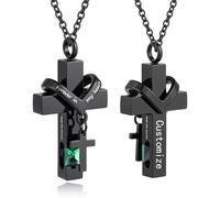 TXQHDHX Customize Cremation Jewelry - Cross Urn Necklace For Ashes of Loved Ones with Birthstone - Forever in my Heart - with Me Always - Personalized Necklaces Engraved Names Jewelry