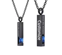 TXQHDHX Customize Cremation Jewelry for Ashes - Crystal Birthstone Cube Pendant Urn Necklace Personalized Necklaces Engraved Names - with Me Always