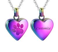TXQHDHX Customize Cremation Jewelry - Pet Heart Cremation Jewelry For Ashes For Dog/Cat Paw Urn Necklace Paw Print Pet Heart Urn Necklace Personalized Necklaces Engraved Names