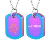 TXQHDHX Customize Urn Necklaces - Dog Tags Pet Memorial Urn Necklace Dog Tag Style Paw Print Cremation Jewelry Keepsake Pendant for Beloved Dogs & Cats Personalized Necklaces Engraved Names Jewelry