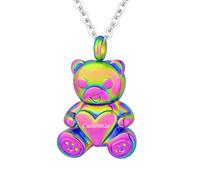 TXQHDHX Customize Urn Necklaces - Teddy Bear Heart Urn Pendant for Men Women Loved One Memorial Jewelry Personalized Necklaces Engraved Names Jewelry