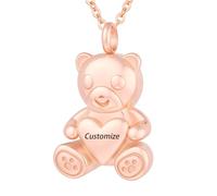 TXQHDHX Customize Urn Necklaces - Teddy Bear Heart Urn Pendant for Men Women Loved One Memorial Jewelry Personalized Necklaces Engraved Names Jewelry