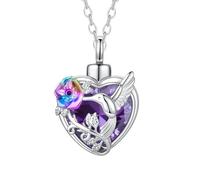 TXQHDHX Hummingbird Crystal Heart Cremation Jewelry for Ashes Pendant Urn Necklace with Mini Keepsake Urn Memorial Ashes Jewelry of Loved One