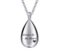 TXQHDHX Teardrop Cremation Jewelry for Ashes Pendant Keepsake Urn Necklace for Ashes for Women Men with Mini Keepsake Urn Memorial Ashes Jewelry - Always In My Heart