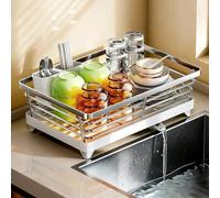 txuzong Escurreplatos de Acero Inoxidable con Bandeja de Goteo, Bandeja para Ahorrar Espacio para Platos, Cuencos, Tazas y Cubiertos, Incluye Soporte para Palillos y canaleta de Drenaje, Soporte para