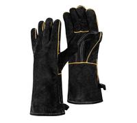 TXWLLIU Guantes de Soldadura Unisex, Fabricados en Cuero Resistente al Calor e Ignífugo para Soldadores de Núcleo Fundente Stick Mig, Forjas, Herreros, Chimeneas, Parrillas y Hornos, Negro