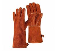 TXWLLIU Guantes de Soldadura Unisex, Fabricados en Cuero Resistente al Calor e Ignífugo para Soldadores de Núcleo Fundente Stick Mig, Forjas, Herreros, Chimeneas, Parrillas y Hornos, Marrón