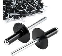 TXXATX 100 remaches ciegos con brida grande, 4,8 x 9 mm, cabeza de cúpula, remaches ciegos negros de 4,8 mm, remaches de aluminio de cabeza ancha, remaches de aluminio para carpintería, muebles, chapa