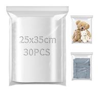 TXXATX 25x35cm Bolsas Autocierre 30 Piezas Bolsas de Plástico Transparentes Resellables Zip Grandes Almacenamiento para Alimentos Ropa Material de Oficina Artículos de Colección