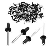 TXXATX 4x10 mm Remaches Aluminio 120 Piezas Remaches Flor Negro Remaches Ciegos Cabeza Domo para Metal Madera Plástico Muebles Automóviles Marinos Conexión y Fijación