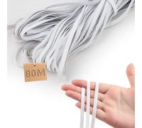 TXXATX 6 mm Elastico 80 m Goma Elastica Cordon Blanca Goma Elastica Costura Cinta Elastica Costura de Poliéster y Goma para DIY Manualidades Costura