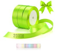 TXXATX 66 m Cinta de Raso 20 mm Cintas Verde Neón Tela 3 Rollos Regalo Lazo para Costura Boda Bautizo Cumpleaños Envoltura de Regalos Decoración de Mesa de Navidad