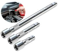 TXXATX Juego de Alargaderas 1/2 Pulgada Barra de Extensión Acero Cromo Vanadio Conjunto de Barras de Extensión 3 Piezas 75 mm 125 mm 250 mm para Destornillador de Impacto Llave Carraca Llave de vaso