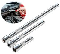 TXXATX Juego de Alargaderas 3/8 Pulgada 75 mm 150 mm 250 mm Conjunto de Barras de Extensión 3 Piezas Juego de Alargador Carraca Acero CR-V para Llave de vaso Destornillador de Impacto Llave Carraca
