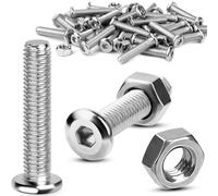 TXXATX M8 x 40 mm Schrauben mit Muttern 15 Sete Linsenkopfschrauben Flachkopfschrauben Set Edelstahl Sechskantschrauben mit Muttern Silber Innensechskantschrauben für Holz Montage Werkbank DIY