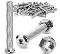 TXXATX M8 x 60 mm Schrauben mit Muttern 15 Sete Linsenkopfschrauben Flachkopfschrauben Set Edelstahl Sechskantschrauben mit Muttern Silber Innensechskantschrauben für Holz Montage Werkbank DIY