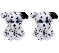 Ty 42303 Catcher, dálmata 15 cm Beanie Babies, Negro, Color Blanco, Color/Modelo Surtido (Paquete de 2)
