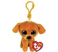 Ty Anillo Porta Llaves Beanie Boos Clips Zuzu-Marrón-Perro Dorados Purpurina-El Peluche con los Ojos Grandes brillantes-12 cm-35256, Animales, Multicolor (T35256)