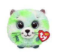 Ty Beanie Balls Evie El Gatito Verde con Ojales Azules Brillo, Animales de Peluche Suaves y Redondos para coleccionar 8 cm T42537