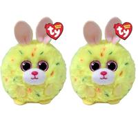 Ty Beanie Balls T42554 - Lemon el Conejo de Pascua con Ojos Rosas Brillantes, Animales de Peluche Suaves y Redondos para coleccionar, 8 cm (Paquete de 2)
