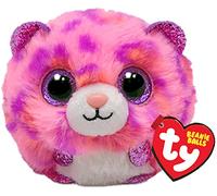 Ty Beanie Balls Topaz il Leopardo Rosa con gli Occhioni Viola Glitter, Animaletti di Peluche Morbidi e Tondi da Collezionare 8 cm T425401, S