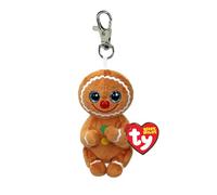 Ty Beanie Bellies Clips - Anillo Porta Llaves de Peluche, Galleta de Jengibre con Ojos Verdes Brillantes, Animales con Barriga Suave Originales 12 cm - T43118