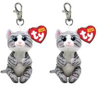 Ty Beanie Bellies Clips Anillo Porta Llaves de Peluche, Mitzi el Gatito con Ojos Azules Brillantes, Animales de Peluche con el Vientre Suave, 12 cm T43100 (Paquete de 2)