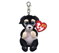 Ty Beanie Bellies Clips Anillo porta llaves de peluche, Ranger el perrito con los ojos azules brillantes, animales de peluche con el vientre suave, 12 cm T43113