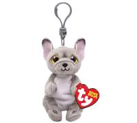 TY Beanie Bellies Clips T43111 - Llavero de Peluche Wilfred The Dog con Ojos Dorados con Purpurina, Animales de Peluche con Vientre Suave, 12 cm
