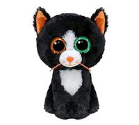TY Beanie Boos - Luna la Gata Negra con Ojos Naranjas y Verdes Grandes y Brillantes, el Peluche con los Ojos Grandes Brillantes - 15 cm - T37388