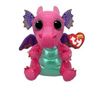 Ty Beanie Boos - Spitfire el dragón Rosa con Ojos Lilas Grandes y Brillantes, el Peluche con Ojos Grandes Brillantes - 15 cm - T37361