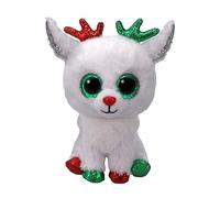 TY Beanie Boos T37383 - Snowdrop el Reno de Navidad con Ojos Verdes Grandes y Brillantes, 15 cm