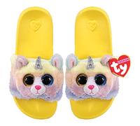 Ty - Chanclas de Peluche Fashion - Gato Unicornio - Heather - Arco Iris Pastel - Calzado de Forro Polar Suave en Forma de Gato con Ojos Brillantes - Talla 35-37 - 95471