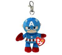 Ty Clips - Colección Marvel T34004 - Anillo Porta Llaves de Peluche del Capitán América, Todos Tus héroes Favoritos para Llevar Siempre contigo, Idea de Regalo para Grandes y pequeños, 10 cm
