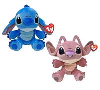 TY Floppy - Disney Lilo & Stitch, Juego de Dos Peluches Stitch y Ángel, Suaves Peluches coleccionables, Idea de Regalo para Grandes y pequeños, 20 cm, 38600ABS