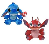 TY Floppy - Disney Lilo & Stitch, Juego de Dos Peluches Stitch y Leroy, Suaves Peluches coleccionables, Idea de Regalo para Grandes y pequeños, 20 cm, 38700ABS