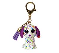 Ty - Llavero Mini Boos Clips - Perro - Darling - Multicolor - Con borla morada - El llavero de moda inspirado en los famosos peluches con ojos grandes brillantes - 10 Cm - 25056