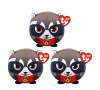 TY Marvel - Gorros esponjosos de felpa súper suaves de calidad de regalo (3 pulgadas, 8 cm, mapache de cohete, 3 unidades)