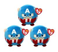 TY Marvel - Gorros esponjosos de felpa súper suaves de calidad de regalo (3 pulgadas, 8 cm, Puffies Capitán América, paquete de 3)
