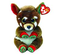 Ty - Peluche - Beanie Bellies Especial Navidad - Reno - Juno - Marrón - Muñeco con Suave Vientre y Ojos Dorados Brillantes - Los Peluches Suaves y tiernos - 20 Cm - 41040