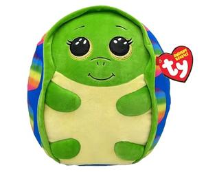 Ty Squishy Beanies - Shruggie la Tortuga arcoíris Suave cojín de Peluche con Ojos Amarillos Brillantes, Idea de Regalo para Grandes y pequeños, Todos para coleccionar - 22 cm - T39263
