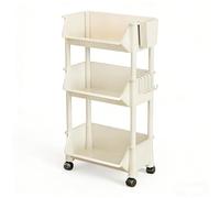 TY&WJ Carrito De Almacenamiento De Plástico,Carrito De Cocina Rodante De Diseño Abierto Móvil Carrito Cocina con Ruedas Bloqueables para Espacios Pequeños Baño,Whiteb,3 Tier