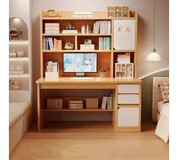 TY&WJ Escritorio De Computadora con Estantería, Mesa Ordenador Que Ahorra Espacio Escritorio De Oficina De Madera con Estantería para Estudiar Y Trabajar,B,100x45x131cm(39x18x52)