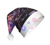TYANG Chicago Downtown Sunset Printing Santa Hat Christmas Decorated Hat Band Led Lights Luminous Santa Hat