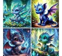 Tyanlenr 4 Piezas Diamond Painting Animales 30x30 CM, 5D DIY Diamonds Arte Paintings, Kit de Pintura de Diamantes de Animales para Niños Adultos